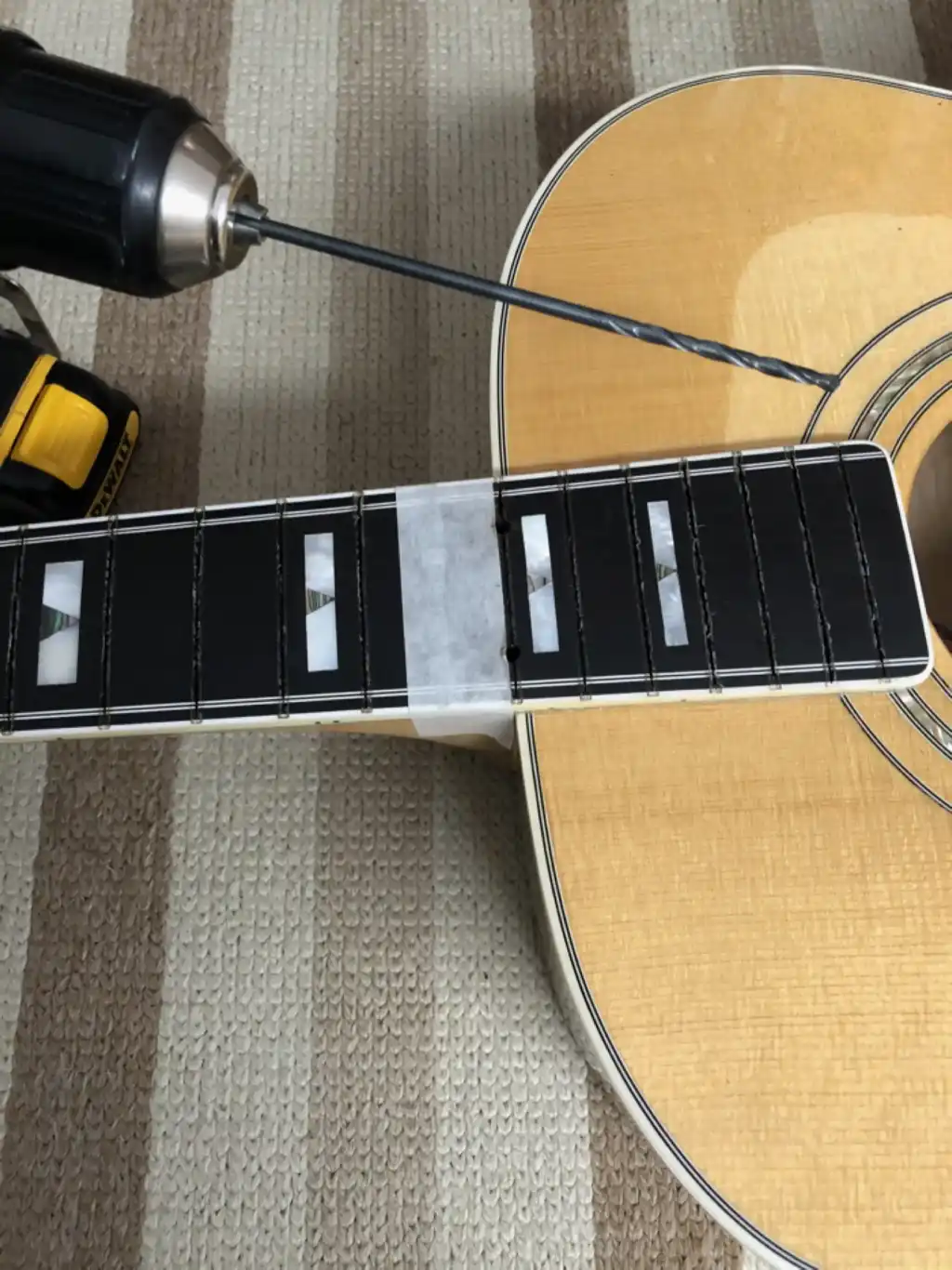 Cozad Guitars - Guild JF65-12 Drilling for Neck Removal